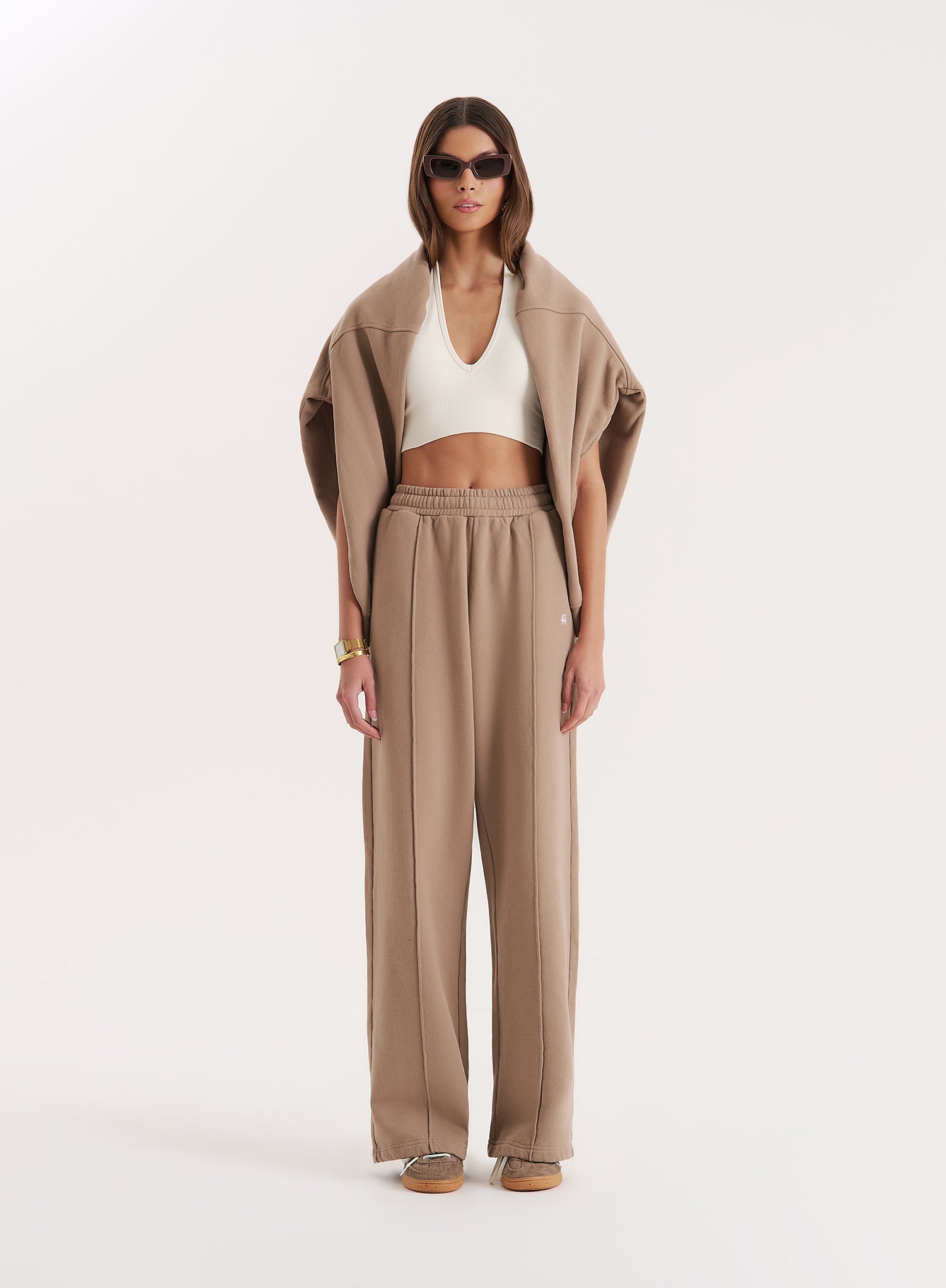 Mocha 4th Wide Leg Branded Joggers